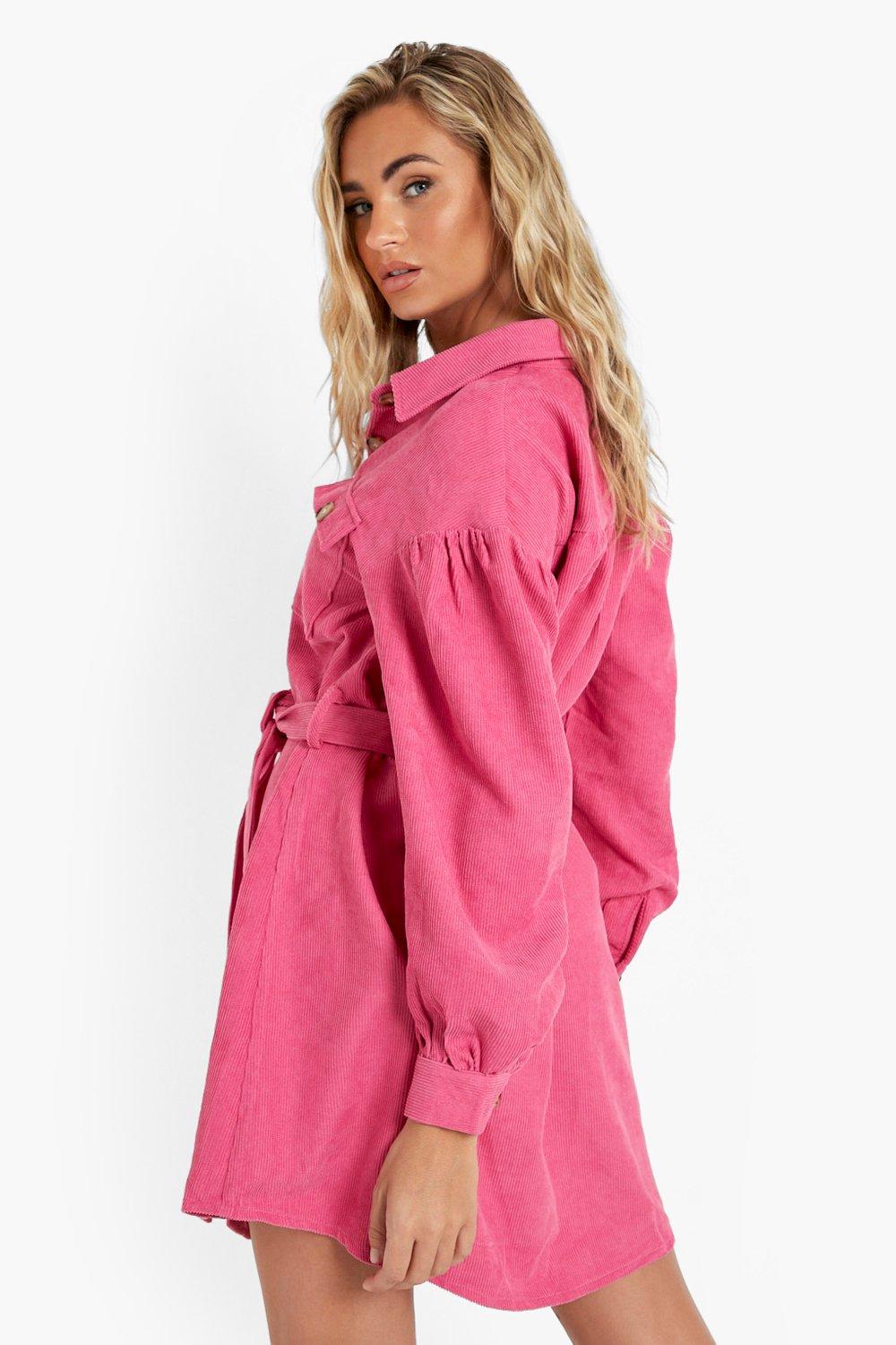 Pink cord shirt sales dress